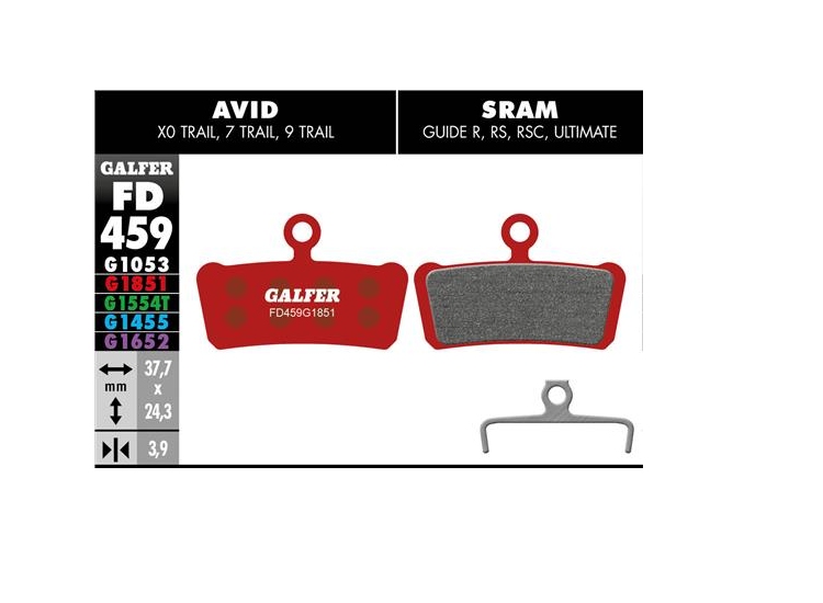 PASTILLAS FRENO BICICLETA GALFER ADVANCED S SRAM GUIDE / AVID XO TRAI